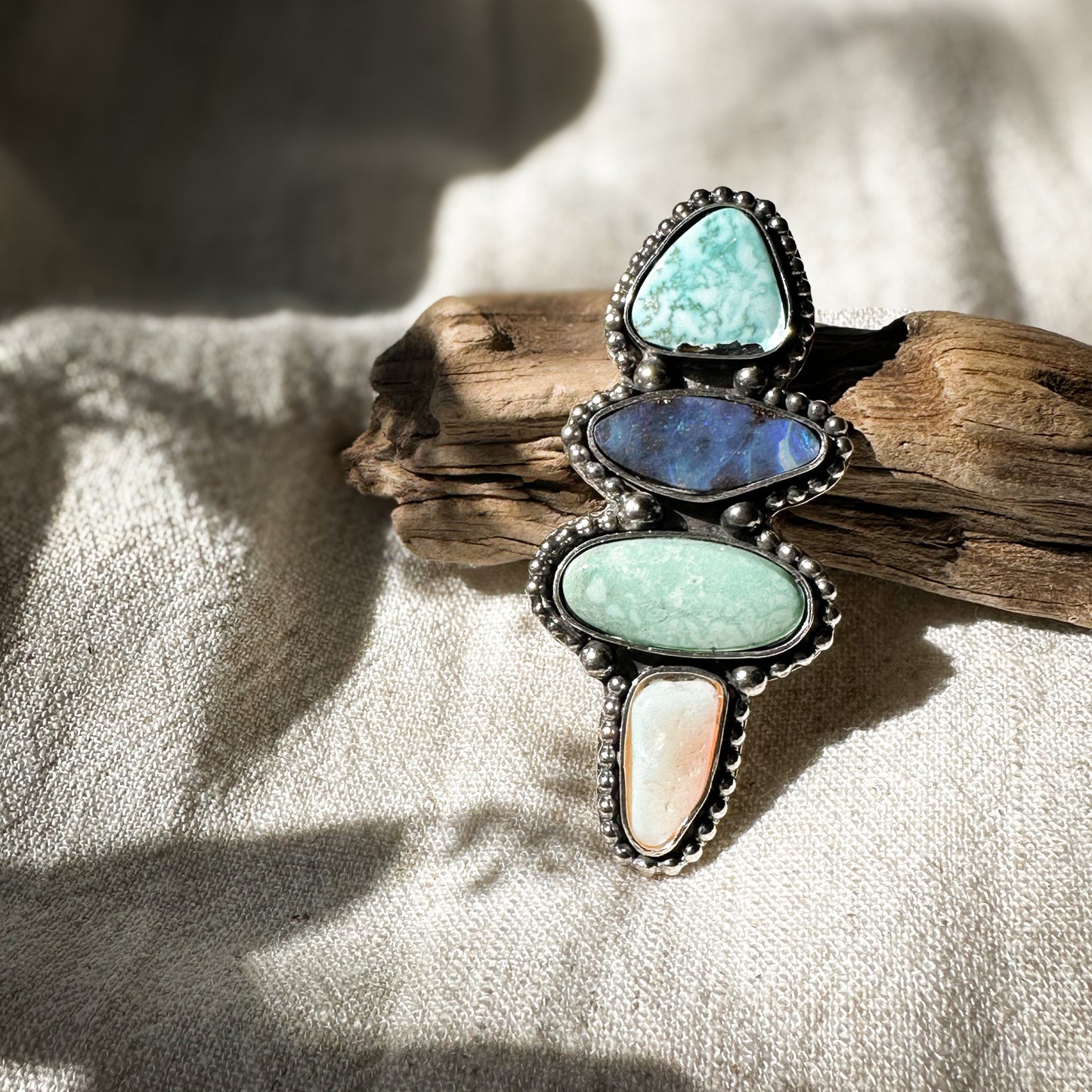 Opal & Turquoise Tidepool Ring ~ Finish To Size