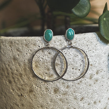 Turquoise Stud Hoop Earrings