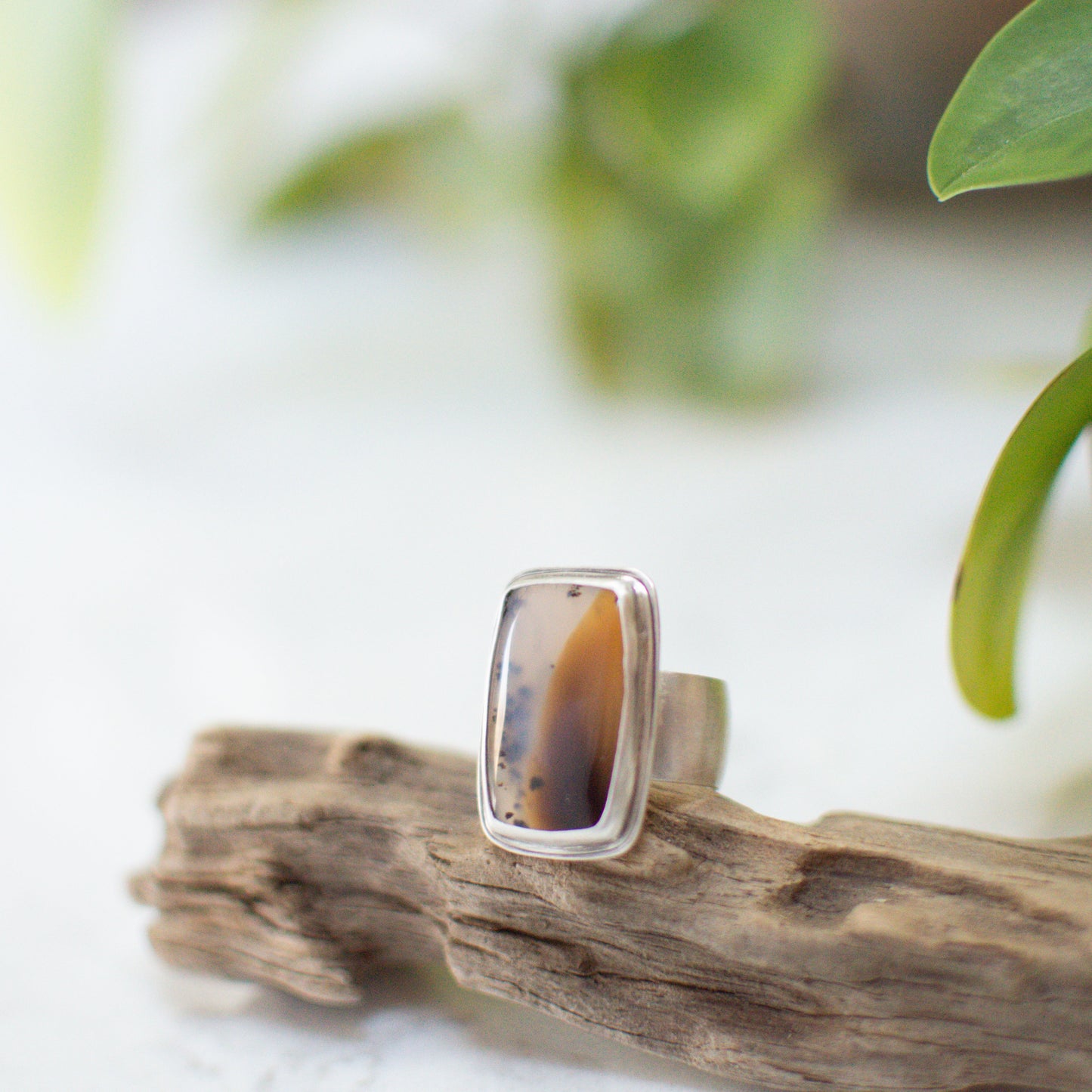 Rectangle Montana Agate Ring (Sz 8.5)