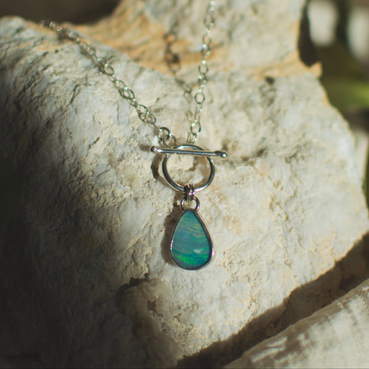 Opal Teardrop Toggle Necklace