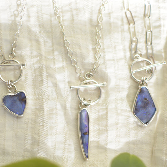 Diamond Opal Toggle Necklace