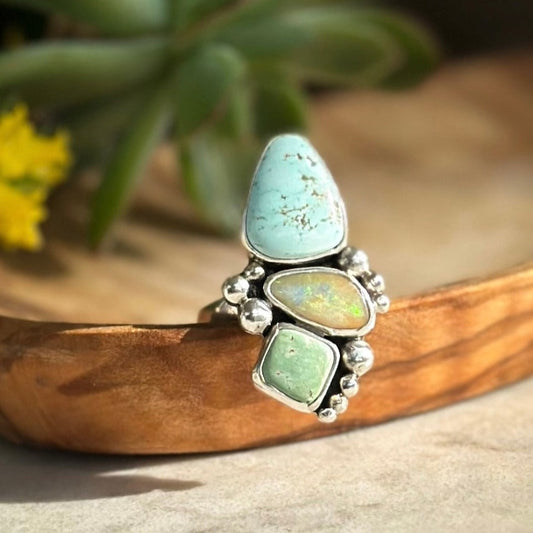 Turquoise and Australian Opal Ring