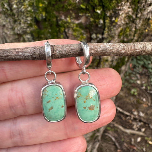 Kingman Turquoise Hinge Hoop Earrings No. 2