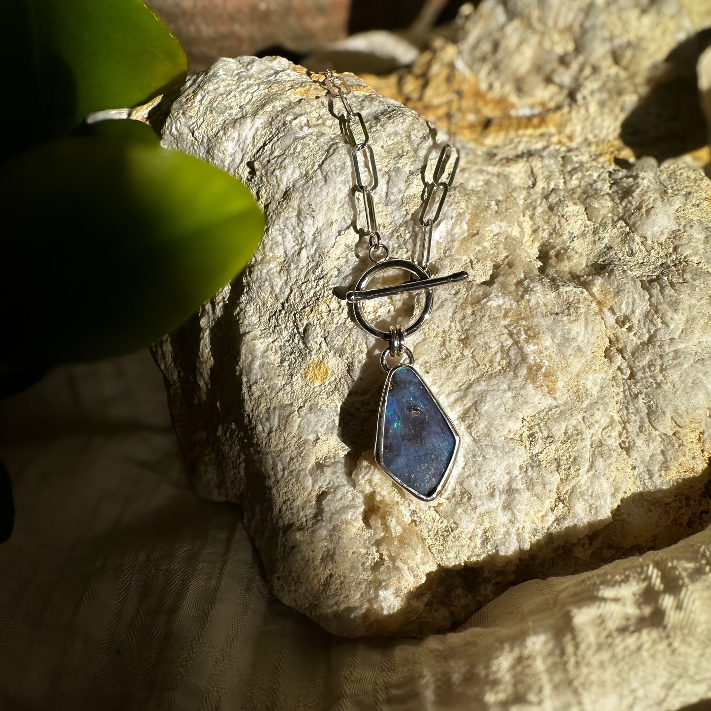 Diamond Opal Toggle Necklace