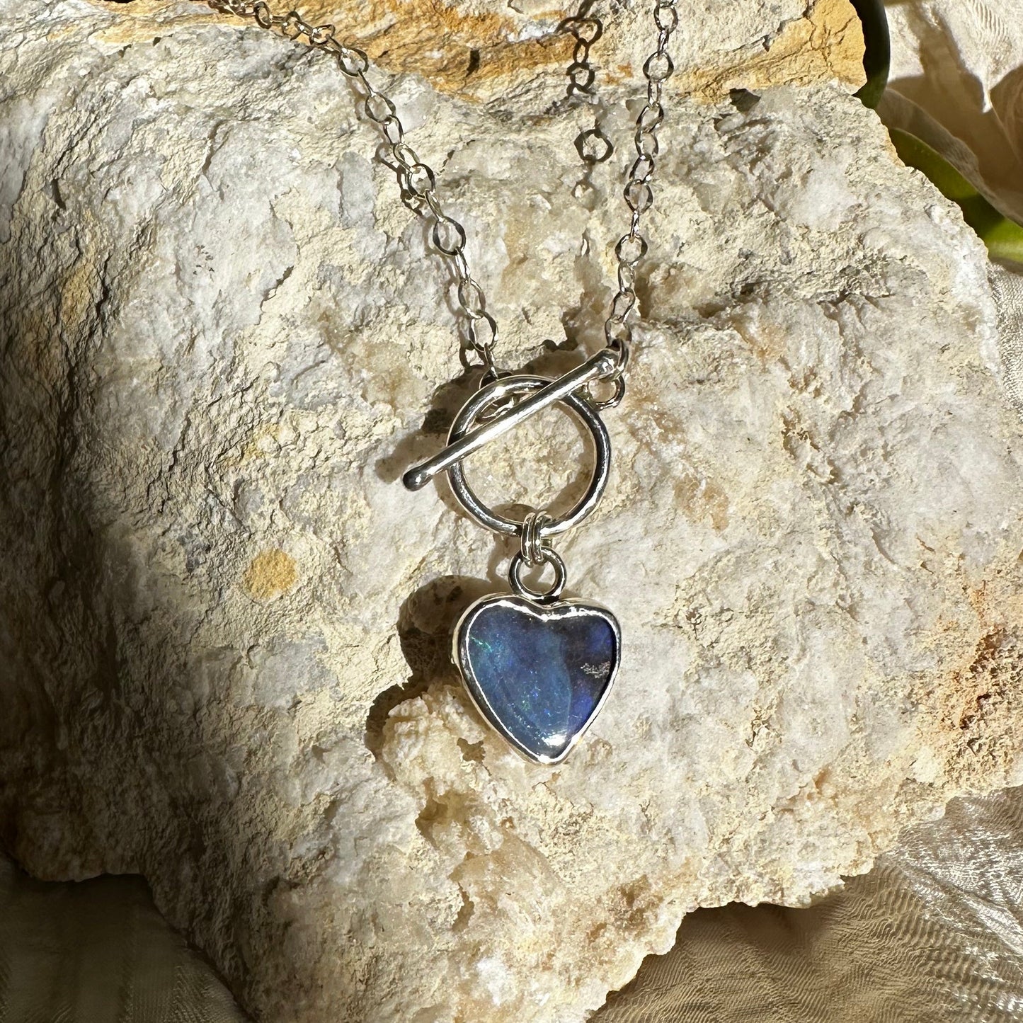 Opal Heart Toggle Necklace