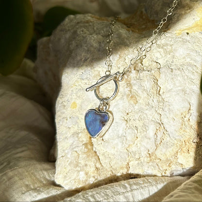 Opal Heart Toggle Necklace