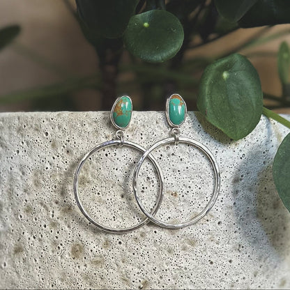 Turquoise Stud Hoop Earrings