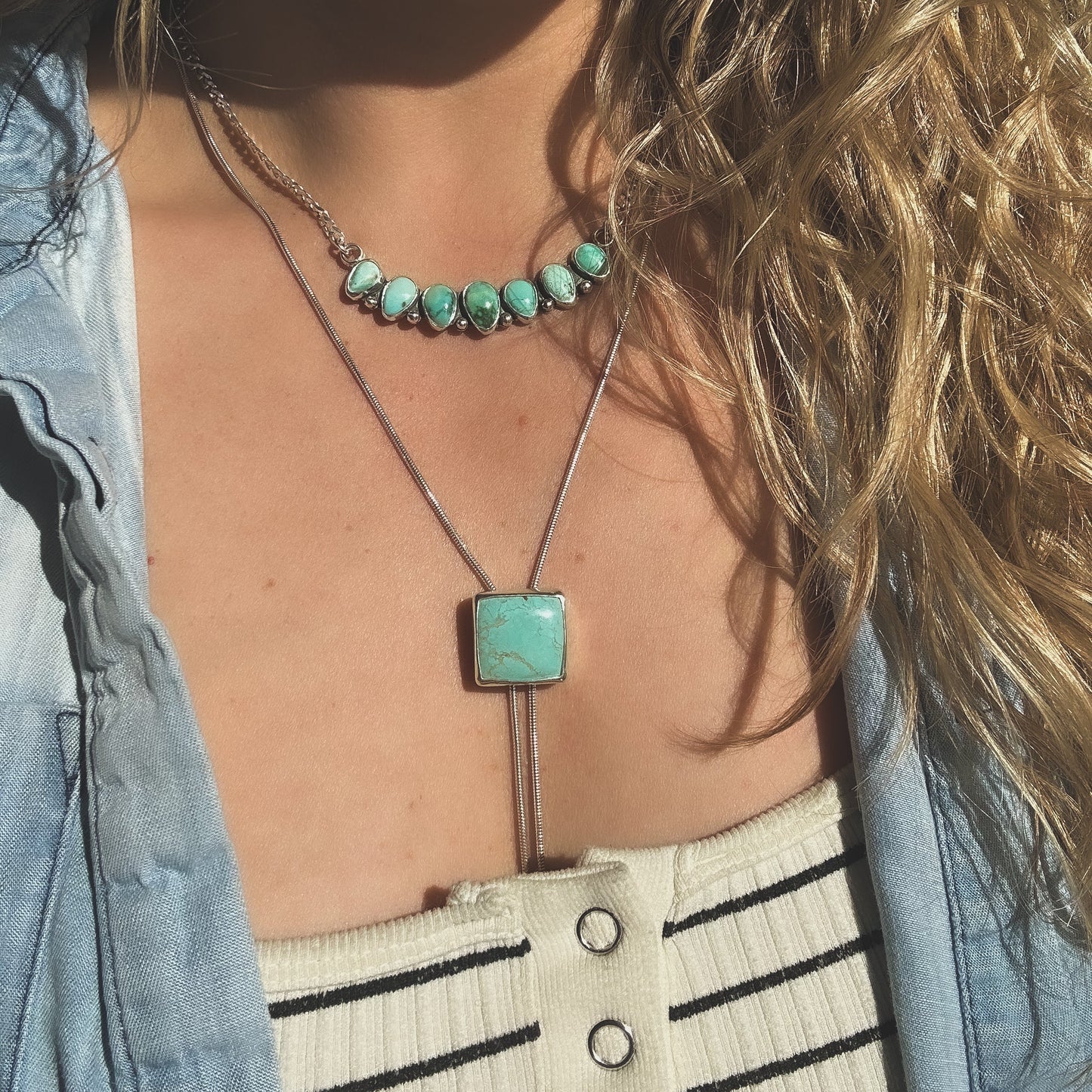 Square Royston Turquoise Bolo