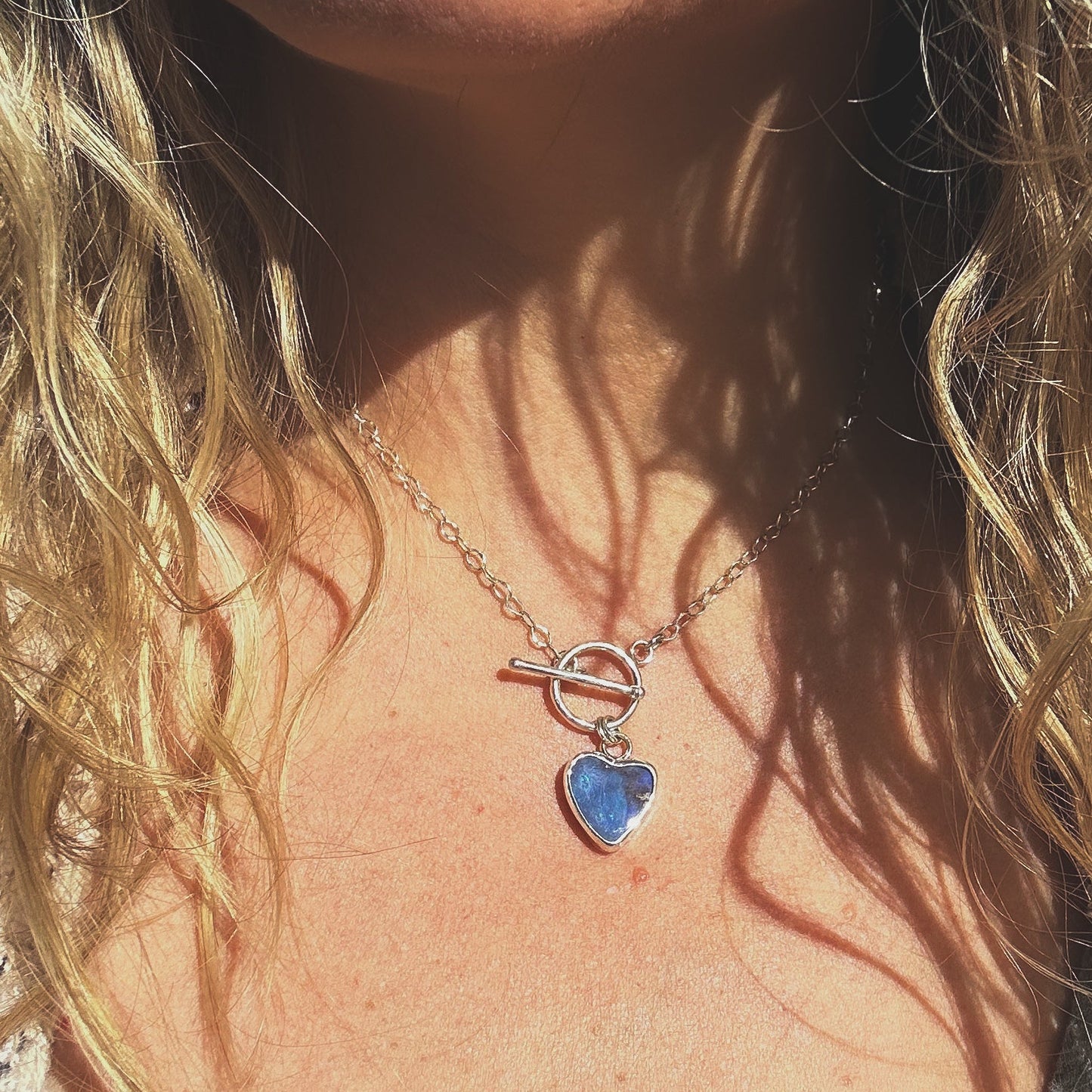 Opal Heart Toggle Necklace