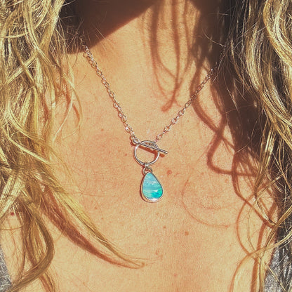 Opal Teardrop Toggle Necklace
