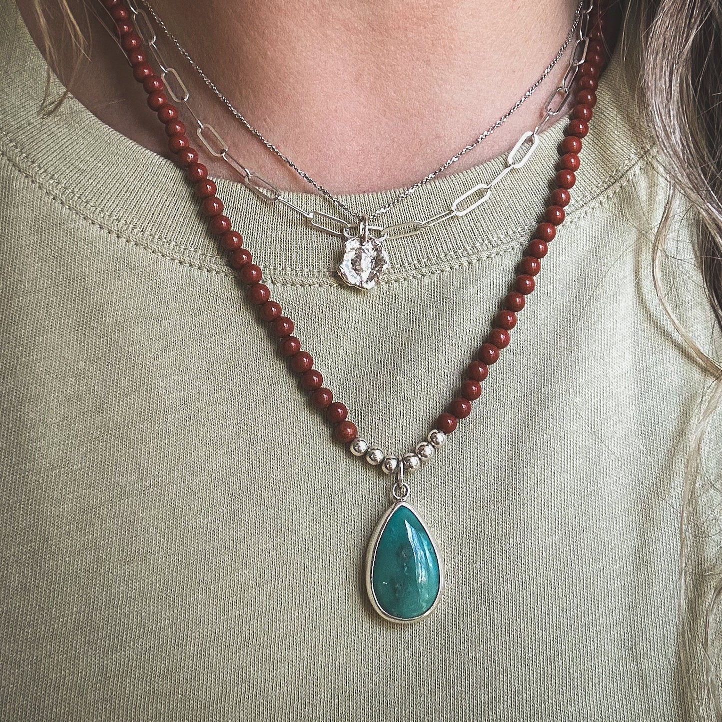 Red Jasper Cloud Pendant Necklace