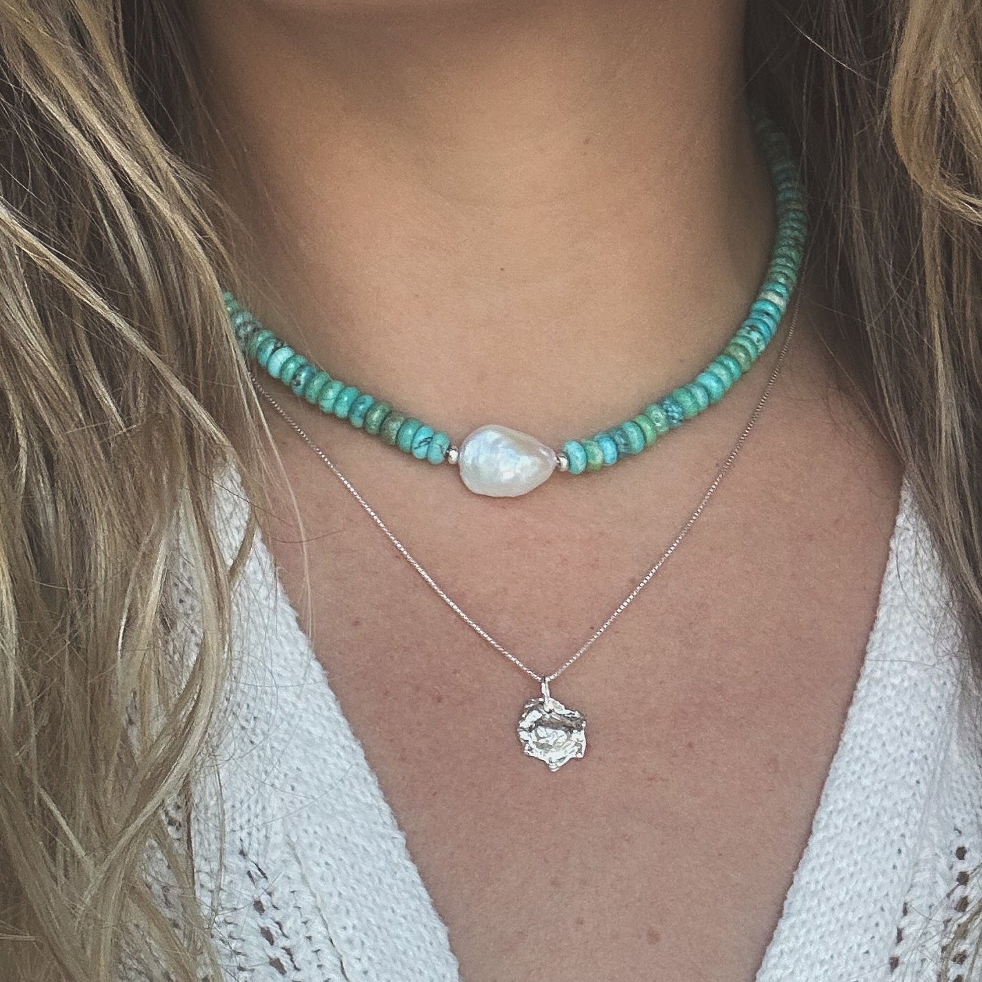 Sonoran Turquoise and Pearl Necklace