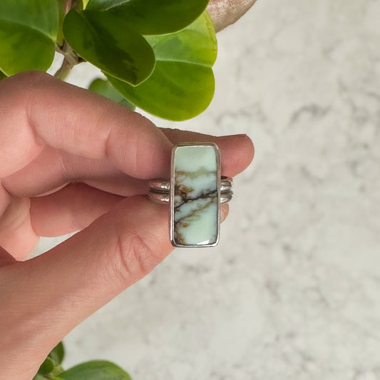 Rectangle Aloe Variscite Ring | Size 10