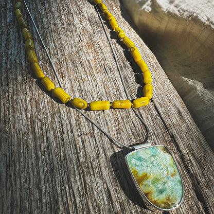 yellow coral hand knotted bead necklace with sterling silver findings. Natural Earth Collective OH