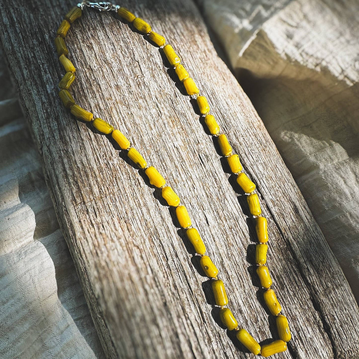 Yellow Coral Bead Necklace