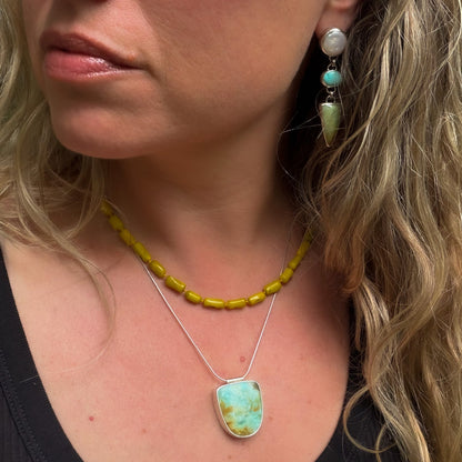 yellow coral hand knotted bead necklace with sterling silver findings. Natural Earth Collective OH